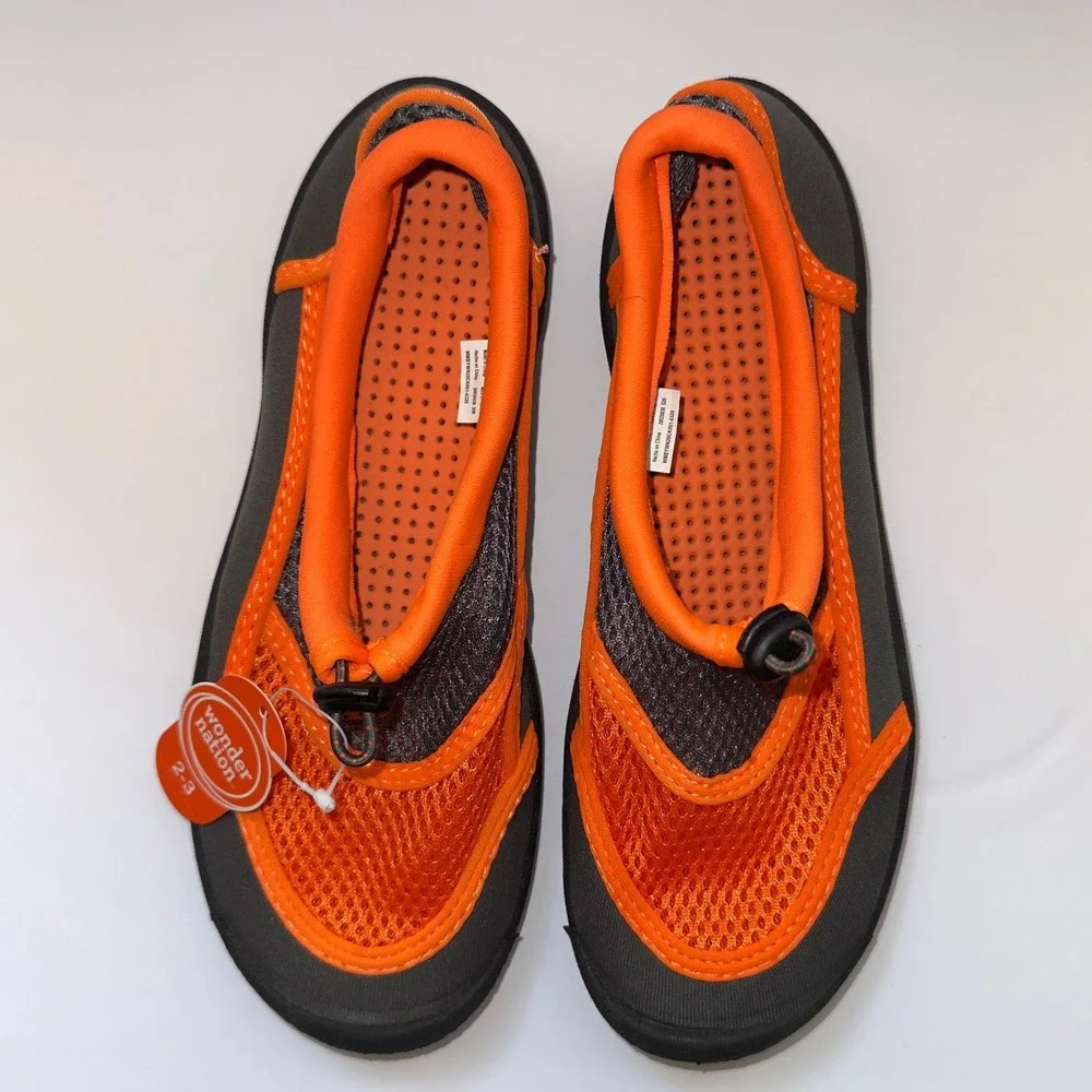 Wonder Nation Kids Gray Orange Slip On Water Shoes Size‎ 2-3
